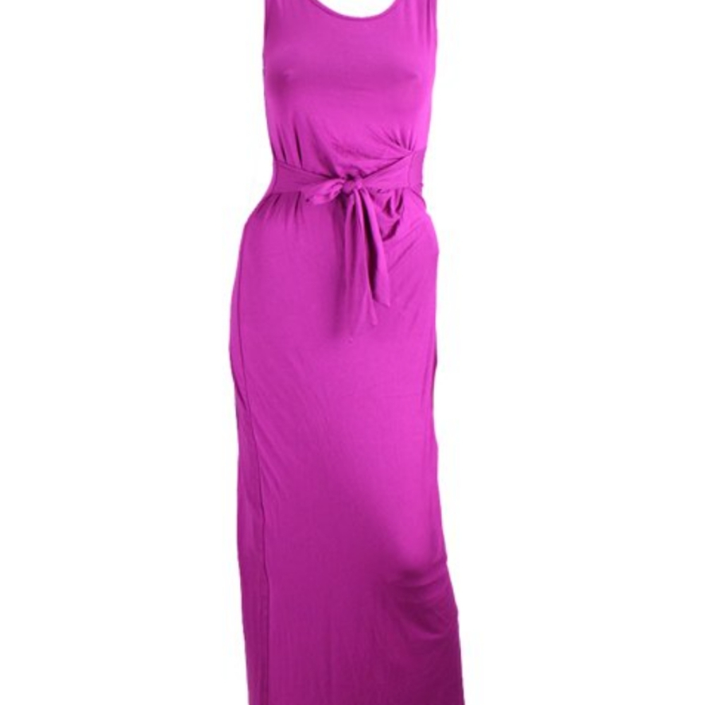 SPENSE FUCHSIA TIE JERSEY MAXI DRESS